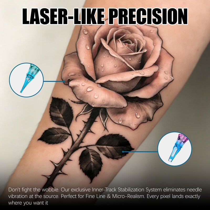 Wjx Ultimate Tattoo Needles Cartridges 20Pcs Precision Round Magnum 1005RM for Large Ink Fast Color Packing