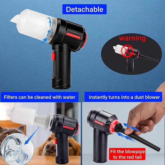 Meudeen Air Duster - Computer Vacuum Cleaner - for Keyboard Cleaning - Cordless Canned Air - 110000RPM Powerful PC Cleaner(Air-01)
