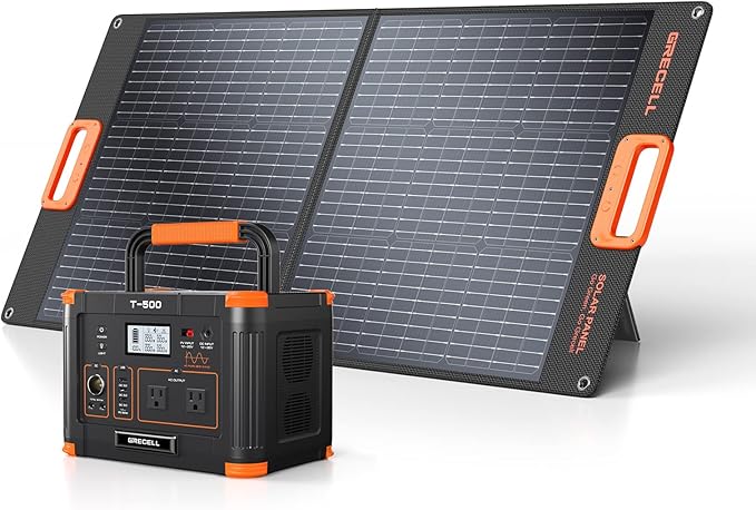 Portable Power Station 500W(Peak 1000W), 519.48Wh Outdoor Solar Generator with 2 AC(120V) Outlets, 10 Ports Powerhouse with USB-C PD Fast Charging for Travel, RV Camping, Off-Grid Living, Emergency