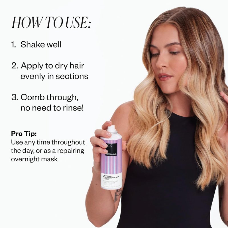 IGK Travel Hair Treatment Set | Antisocial Hair Mask + Good Behavior Spray | Overnight Bond-Building + Keratin Like Smoothing Spray | Vegan + Cruelty-Free | Set of 2