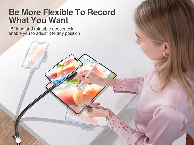 elitehood 80” Tall Phone Stand Tripod, Floor Phone Recording Holder, Heavy Duty Adjustable iPhone Tripod Stand Compatible with iPhone 15 14 13 12