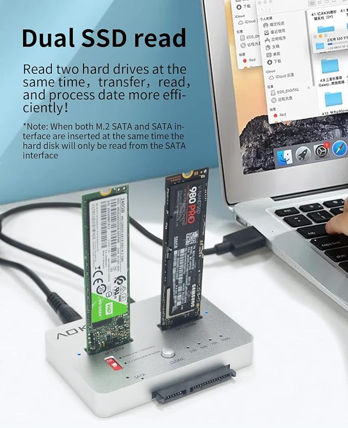 AOKO M.2 Duplicator SATA to NVMe SSD Cloner,NVMe to SATA SSD Adapter&Hard Drive Reader,Docking Staion for PCIe + M.2 NGFF and 2.5" /3.5" SATA SSD/HDD and Bidirectional Offline Hard Drive Cloner