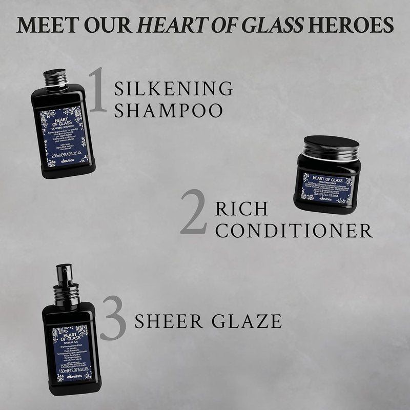 Davines Heart of Glass Silkening Shampoo - Nourishing Protection for Blonde Hair | 8.5 Fl Oz