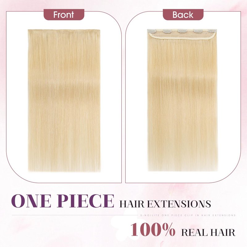 S-noilite Clip in Human Hair Extensions One Piece 5 Clips 3/4 Full Head Clip on Remy Hair Extension For Women Lighter One-Piece Design 20Inch 50g Natural Black