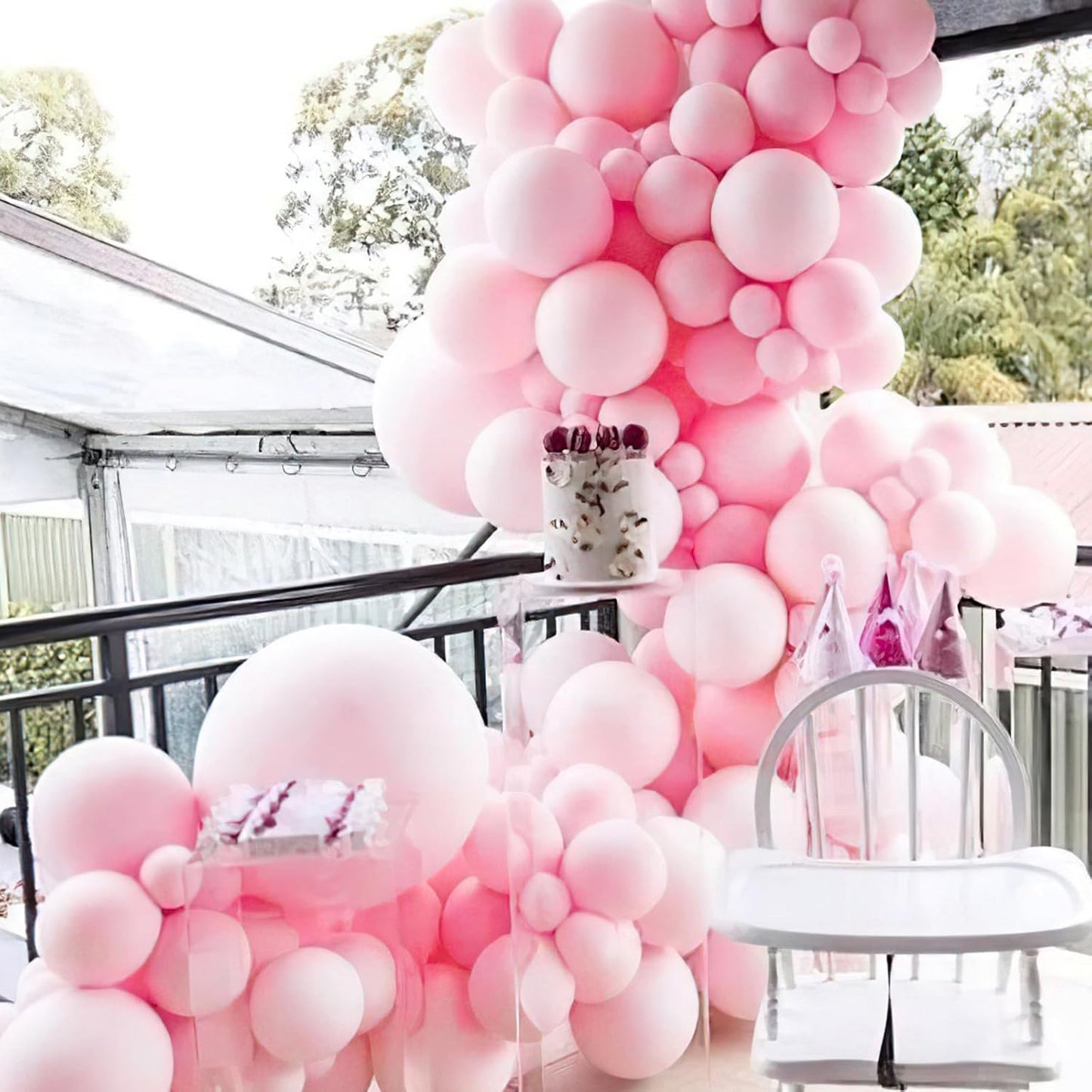 PartyWoo Baby Pink Balloons - 100 Pcs in Various Sizes for Baby Shower & Birthday Decor | Arch Kit & Garland