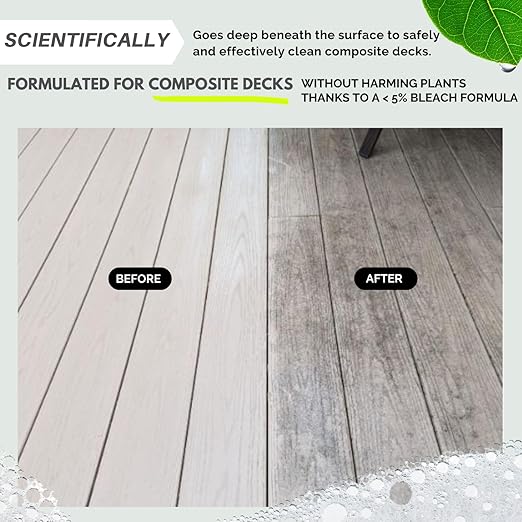 Wash Safeâ¢ SPRAY & CLEAN Commercial-Strength Composite Deck Cleaner | Remove Black Stains | Cleans Up to 1,500 sq. ft. | Deep Set Cleaning, 1 Gal.