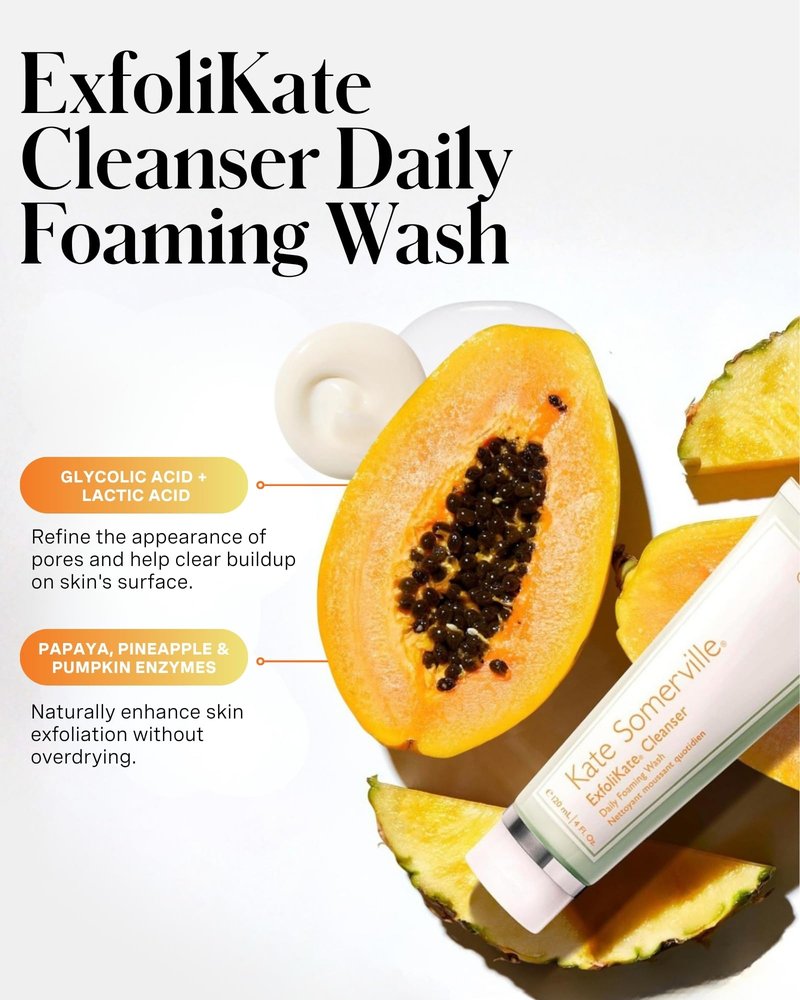 Kate Somerville ExfoliKate Cleanser – Daily Exfoliating Foaming Face Wash, Clinically Formulated Glycolic Acid and Lactic Acid Gentle Facial Scrub, Travel-Size, 1.7 Fl Oz