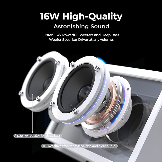 JAYINE Cassette Portable Bluetooth Speaker, 16W Minimalist Speakers Bluetooth Wireless Loud, HD Powerful Sound and Wide Compatibility V5.3 for Indoor Outdoor - White