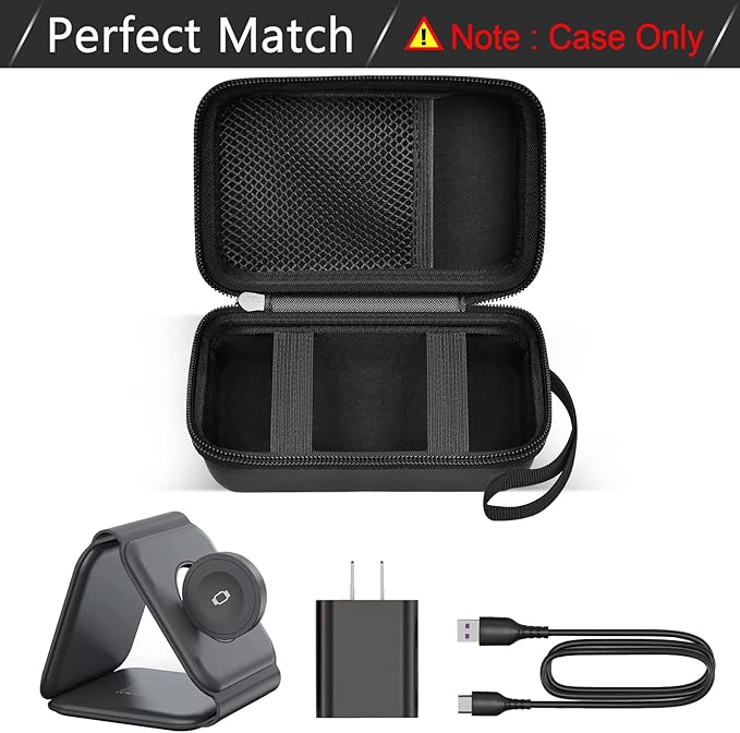 ANKHOH Travel Case for UCOMX for Nano/for Iseyyox/for LISEN/for RTOPS 3 in 1 Wireless Charger, Foldable Magnetic Charging Station Storage Holder Bag for Fast Charge Pad Cable -Box Only (Black)