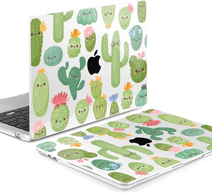MEEgoodo Case for M5/M4/M3/M2 MacBook Air 13 inch Case 2026 2025 2024 2022, Fit Model A3449/A3240/A3113/A2681, Laptop Hard Shell Compatible with MacBook Air 13.6-inch, Smiley Cactus