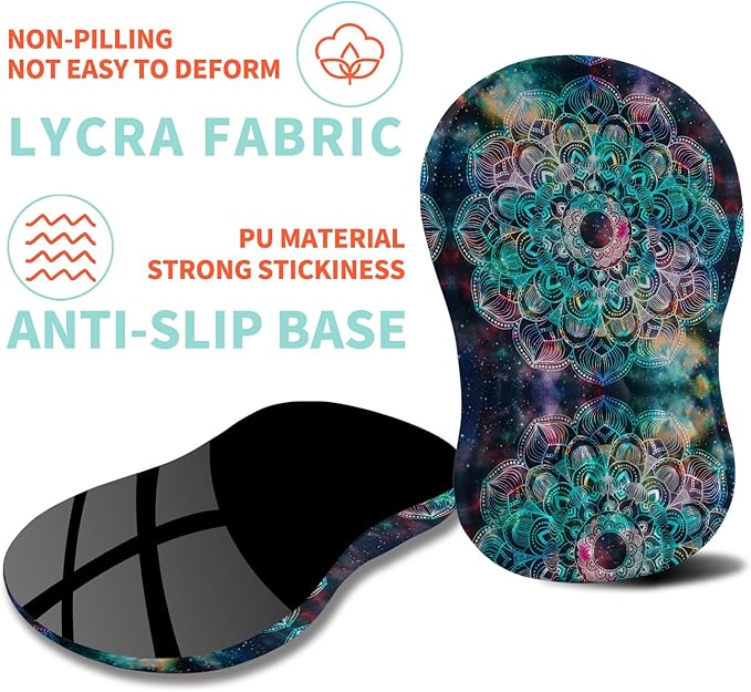 Kuosgm Ergonomic Mouse Pad Wrist Support with Memory Foam Massage Bulge, Carpal Tunnel Pain Relief Mousepad Wrist Rest for Mouse(12x8 inch, Mandala)