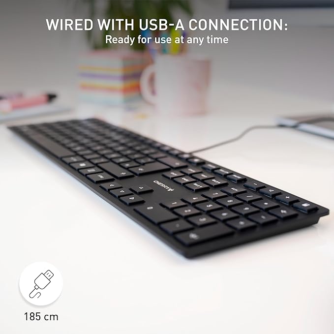 Cherry KC 6000 Slim Keyboard - USB Interface - English (US) - SX Keyswitch (Black)