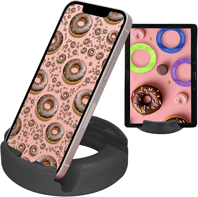 GoDonut Original – Smartphone and Tablet Stand – Compatible with Devices UP to 0.5" Thick Including Protective Cases - for use at Work, at Home, Travel and on-the-go – Black