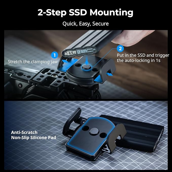 SMALLRIG Phone Mount Bracket SSD Holder for MagSafe, for Samsung T5 T7 SSD, for SanDisk SSD, for iPhone 17/16/15/14/13/12, Universal SSD Drive Holder for Camera Cage, 1.6-2.4in Wide Clamping - 5397