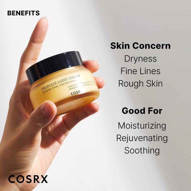 COSRX Full Fit Propolis Light Cream, 2.19 Fl.oz / 65ml, Propolis 64.5%, Hydrating Daily Day and Night Moisturiser, Korean Skin Care, Not Tested on Animals