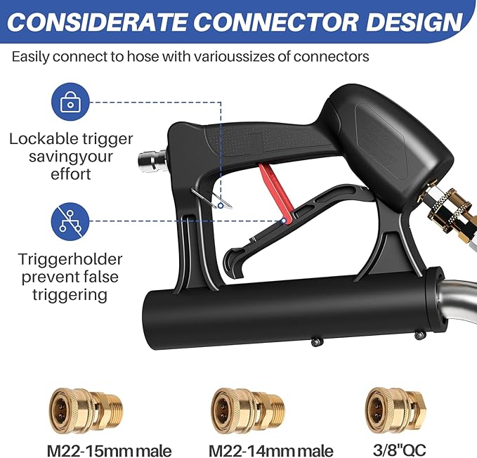 24" Pressure Washer Surface Cleaner with 4 Wheels, Dual Handle,Stainless Steel Housing, 4 Replacement Nozzle Cores and 2 Hose Adapters, Ideal for Driveways, Sidewalks, Patios, Decks Cleaning