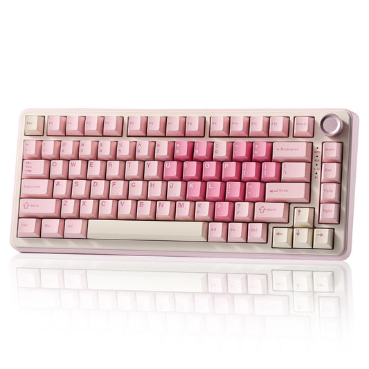 YUNZII B75 PRO Wireless Mechanical Keyboard,75% Layout with Knob,Hot Swap Gasket Custom Structure,Creamy Pre-lubed Switches,RGB Backlit,Bluetooth/Type-C/2.4G for Win/Mac(Cocoa Cream V2 Switch,Pink)
