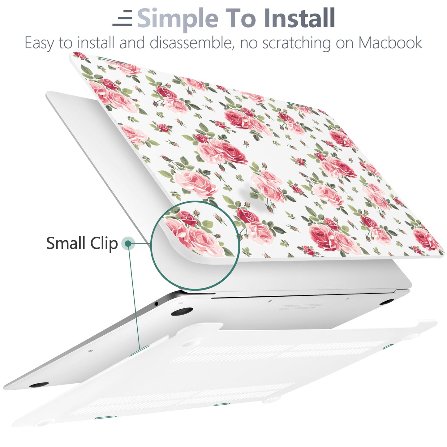 Batianda Case for M1 MacBook Air 13 Inch Model A2337 A2179 A1932 2021 2020 2019 Release,Lovely Floral Design Matte Hard Shell with Keyboard Cover & Screen Protector, Roses