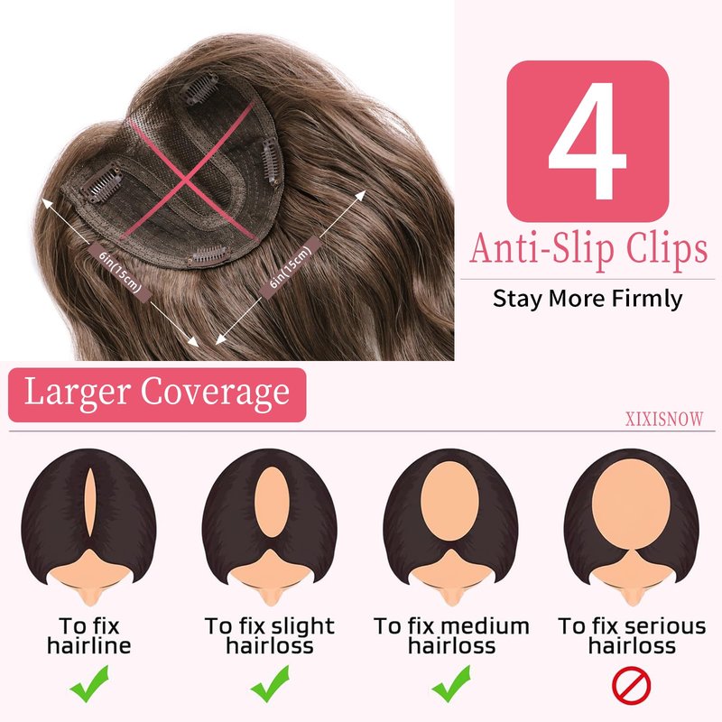 XIXISNOW Hair Toppers for Women Thinning Hairs 24 Inch Long Layered Topper Curly Synthetic Wiglets Pieces Hand-Tied Hairline Synthetic Clip on Hair Topper for Women Dark Brown Mix Golden Brown