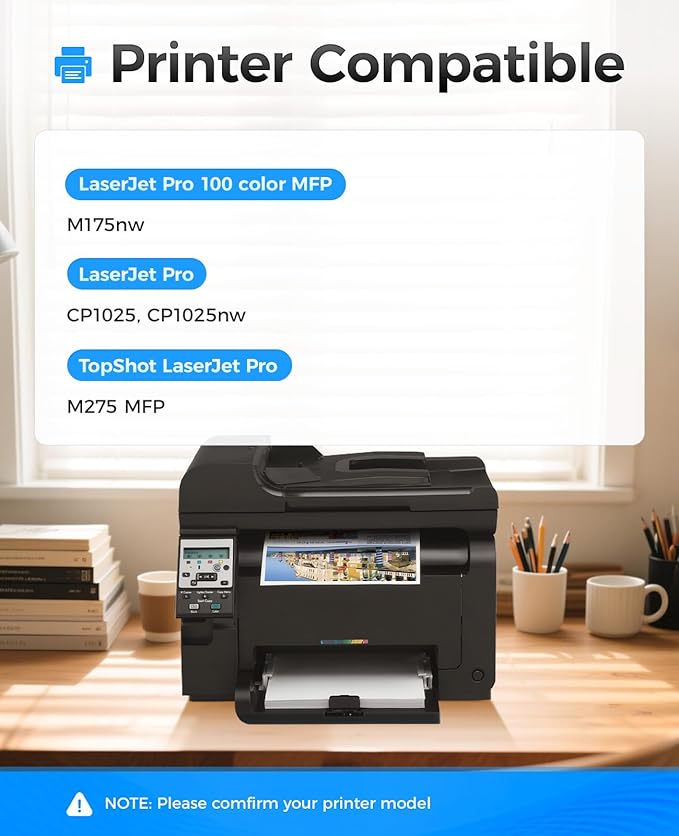 JCTONER 126A CE310A Toner Cartridge Set 4-Pack High Yield Replacement Compatible with Printer Ink Black Copy