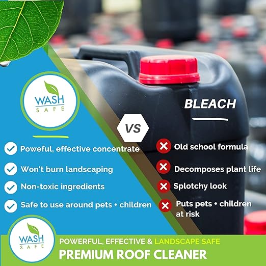 Wash Safeâ¢ ROOF WASH Roof Cleaner, 10 lb. | Clear, Bleach-Free Concentrate | Clean Up to 10,000 sq. ft. of Asphalt, Wood, Slate and Ceramic Shingles or Tiles