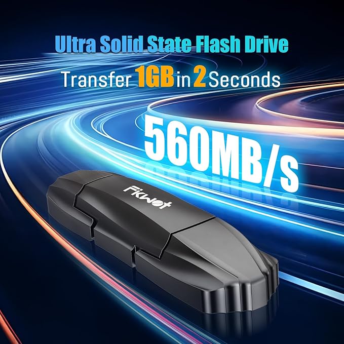 Fikwot External SSD USB Flash Drive 256GB, Up to 550MB/s 2-in-1 Type C+ USB A USB3.2 Gen2 Solid State Thumb Drive SSD Stick for iPhone 15/16/Android/Windows/Mac/PC/Laptops