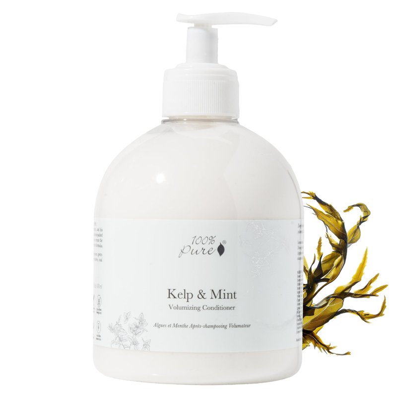 100% PURE Kelp & Mint Volumizing Conditioner Moisturizer & Deep Hydration - Botanical Body Boost for Dry, Damaged Thinning Hair, Promotes Healthy Growth for Women & Men - Sulfate Free - 16 Fl Oz