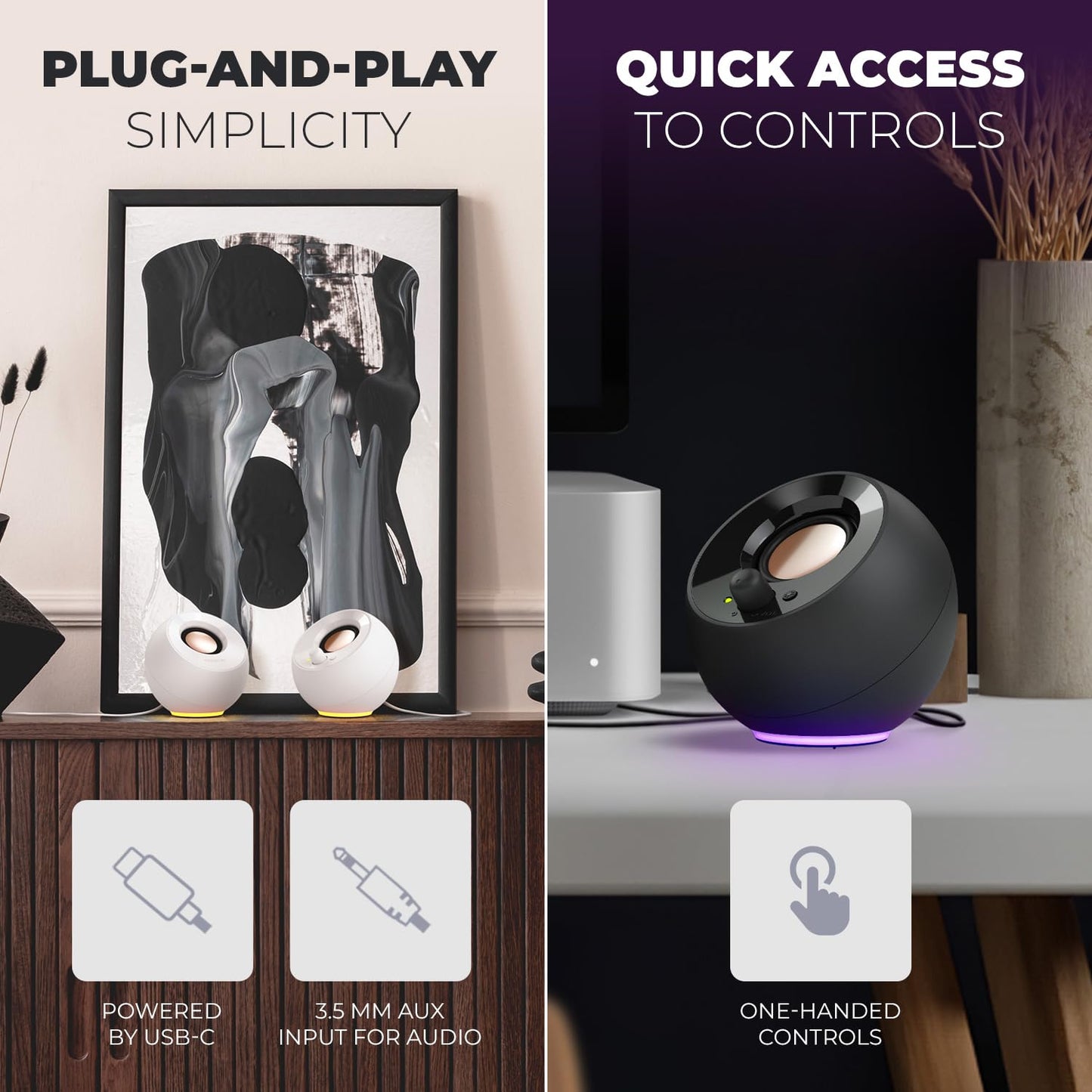 Creative Labs Pebble SE Minimalist 2.0 Channel Computer Speakers - White