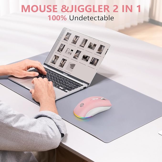 Wireless Bluetooth Mouse, Rechargeable Mouse, LED Silent Dual Mode(Bluetooth 5.2 and 2.4G) Wireless Mouse for Laptop, PC, Mac，ipad，Wide Compatibility– RGB, Ergonomic, Portable,3-Level 1600 DPI.