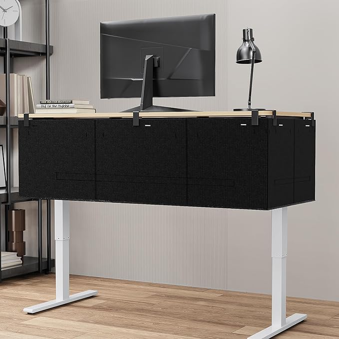 ERGO COLLECT No Drill Under Desk Cable Management and Privacy Panel 2 in 1 | Modesty Panel with Cord Organizer |Felt Standing Desk Back Skirt for Office,Home(47.2")