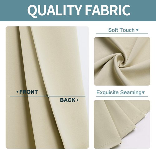 ChrisDowa Small Window Curtains - Grommet Short Thermal Insulated Room Darkening Panels (Beige, 36 x 24 Inch)