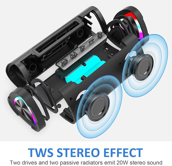 Vanzon 2026 Portable Bluetooth Speaker with Bluetooth 5.0 & 24W Loud Stereo Sound, TWS Pairing Wireless Speaker for Travel and Party