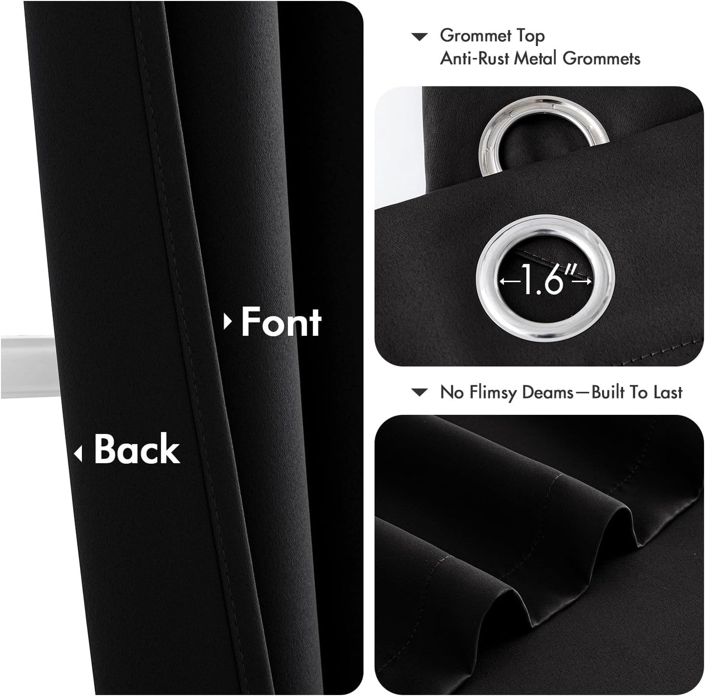 MIULEE Blackout Curtains - Thermal Insulated Room Darkening Drapes | 63-Inch Grommet Panels (2-Pack)