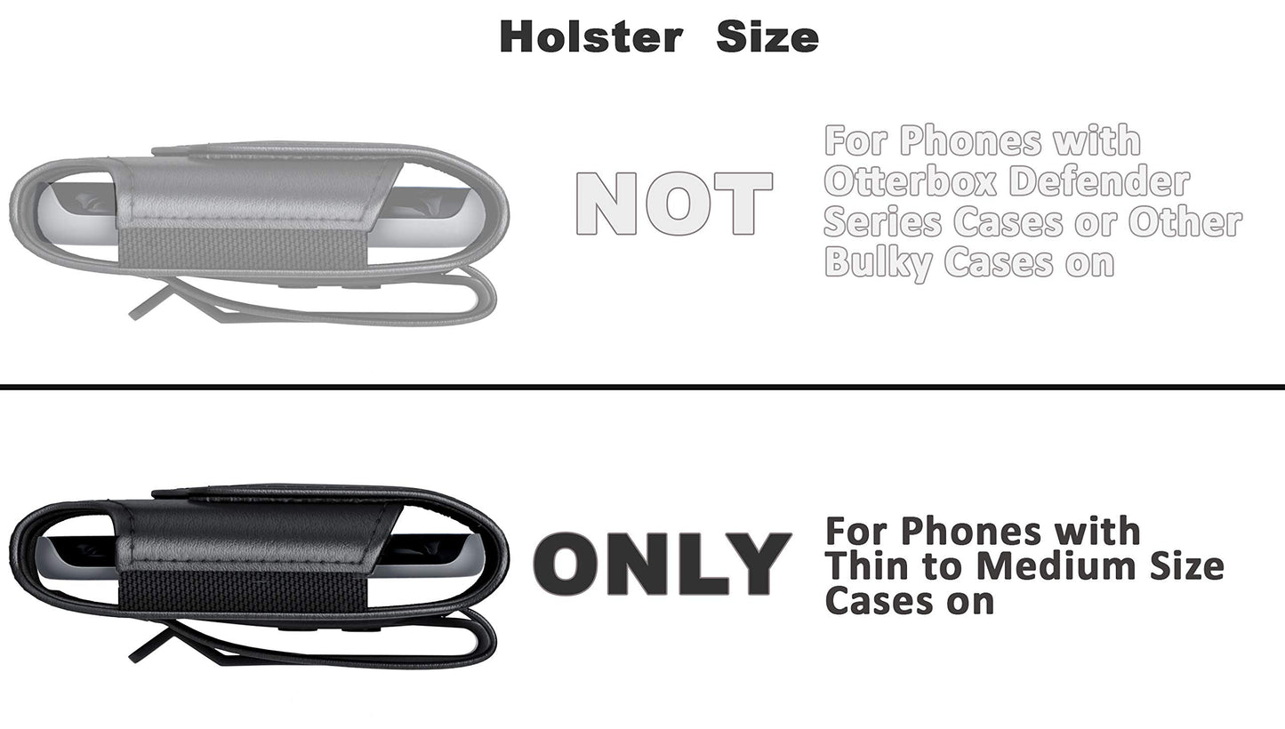 DeBin Case for Galaxy S25 Ultra S24 Ultra 5G, S24 FE, S23 Ultra, S22 Ultra, S21 Ultra, Note 20 Ultra - Cell Phone Belt Holster with Clip Pouch Holder Cover (Fits Samsung Phone with Case on) Black