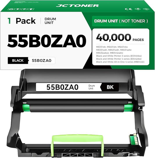 JCTONER 55B0ZA0 Imaging Unit (Not Toner) Replacement for 55B0ZA0 Drum Unit Compatible with MS331dn MS431dn MS431dw MX331adn MX431adn MX431adw MX432adwe MB3442adw B3340dw B3442dw MB3442i Laser Printer
