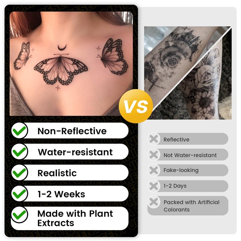 UBICA 2 Sheets Semi Permanent Tattoos, Temporary Tattoo for Women, Lasts 7-15 Days Water-Resistant Fake Tattoo Stickers, Realistic Flower Design for Party (7.5x4.8 in), Non-Reflective & Safe for Skin