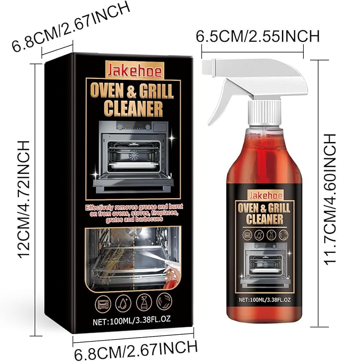 Oven and Grill Cleaning Spray – Dissolves Grease in 5 Minutes, No Scrubbing Required, Removes Odors, Eliminates Thick Grease & Build Up, Grease Remover, 3.38 Floz (2pcs)