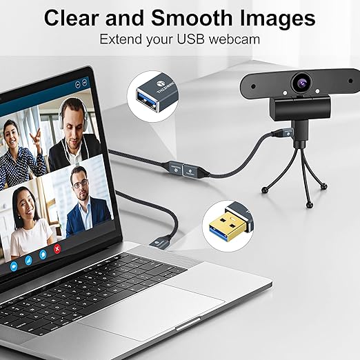 Thzzhnno USB 3.0 Extension 26FT, USB Male to Female USB 3.0 Extender Cable for Webcam, Camera, Phone, USB hub, Mouse, Keyboard, Printer, Hard Drive, Headset