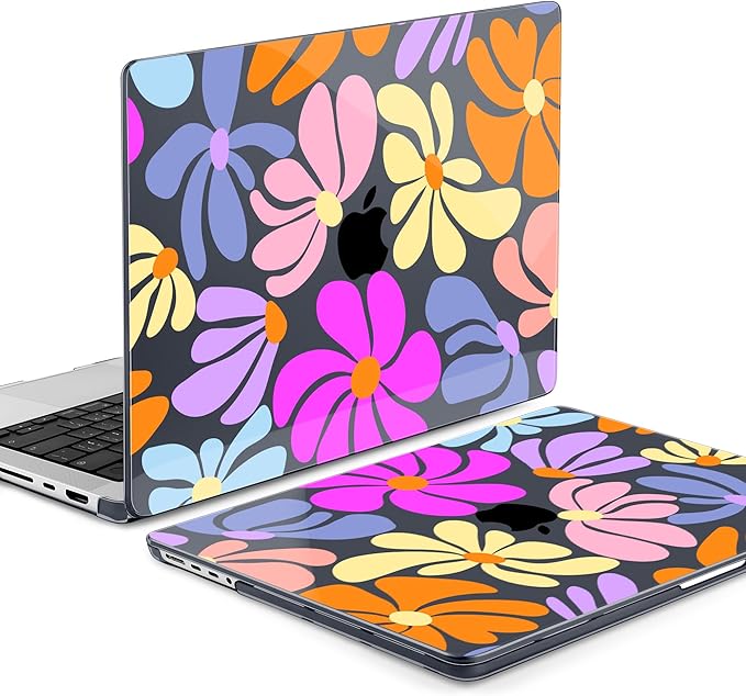 DONGKE Compatible with MacBook Pro 16 Inch Case (2026-2021 Release, M5 M4 M3 M2 M1 Pro/Max Chip), Plastic Hard Shell Cover with Keyboard Cover & Screen Protector for MacBook Pro 16", Power Flowers