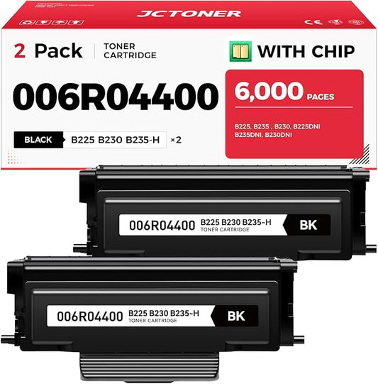 B230 B225 B235 Black High Capacity Toner Cartridge 006R04400 2-Pack Replacement for Xerox 006R04399 006r04400 006r04401 Toner Compatible with Xerox B230 B225 B235 B230DNI B225DNI B235DNI Laser Printer