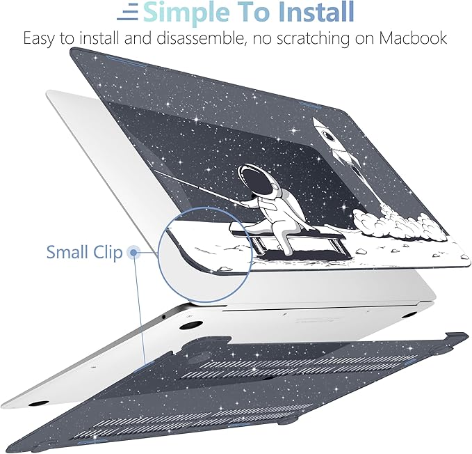 MEEgoodo for MacBook Air 13 inch Case 2021 2020 2019 2018 A2337 M1 A2179 A1932 with Touch ID, Plastic Hard Shell & Keyboard Cover Compatible with MacBook Air 13.3,Astronaut Rocket