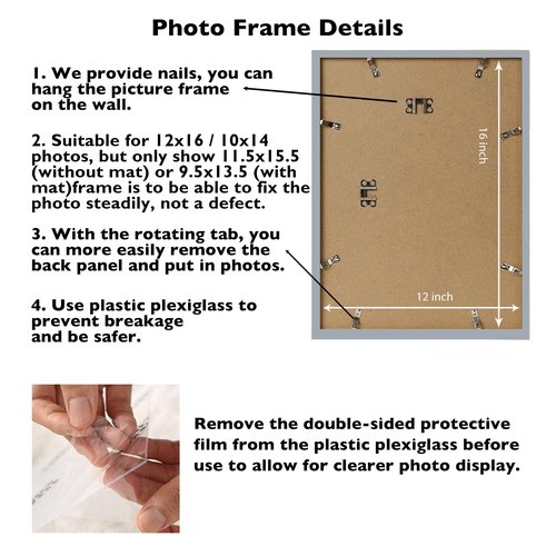 JCJMY 12x16 Picture Frame with 10x14 Mat for 30 x 40cm Diamond Art Painting, Display Photo 10x14 with Mat or 12 x 16 Without Mat, Wall Hanging Large Frame with Durable Plexiglass, Rustic Brown