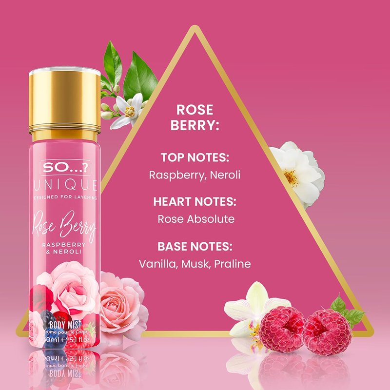 Rose Berry Body Mist for Women - Unique Fragrance | 5.1 oz - Pack of 3