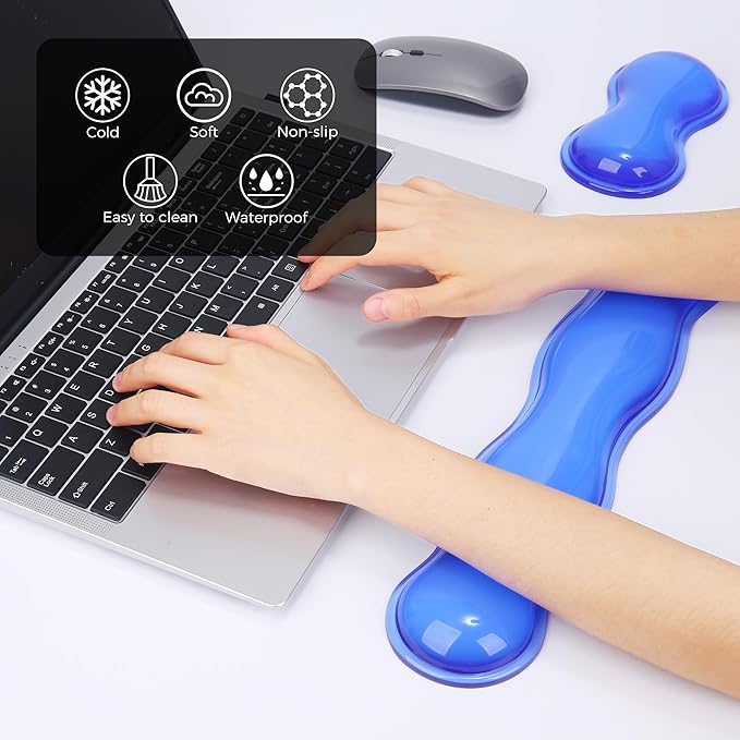 ABRONDA Gel Wrist Rest for Keyboard and Mouse, Wrist Rest for Keyboard, Mouse Wrist Support, Pain Relief, Cool Touch, Non-Skid, Mouse Wrist pad