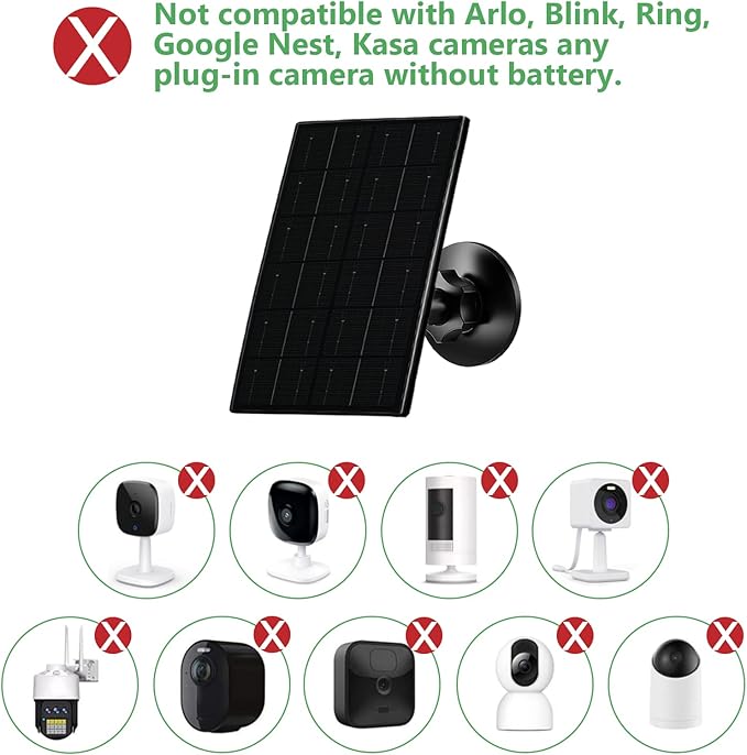 Zivif Solar Panel for Security Camera, 4W Solar Charger with Micro USB/USB-C Plug with Rechargeable Battery Cameras, IP65 Waterproof, 360° Adjustable Mount & 9.8ft Cable, 1 Pack