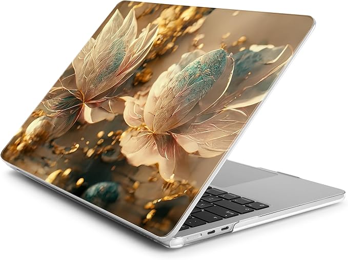 Batianda Premium Case for New MacBook Air 15 inch with M5 M4 M3 M2 Chip 2026 2025 2024 2023 Release, Designed Ultra-Slim Hardshell & Keyboard Cover & Screen Protector 4-in-1 Bundle, 3D Flower