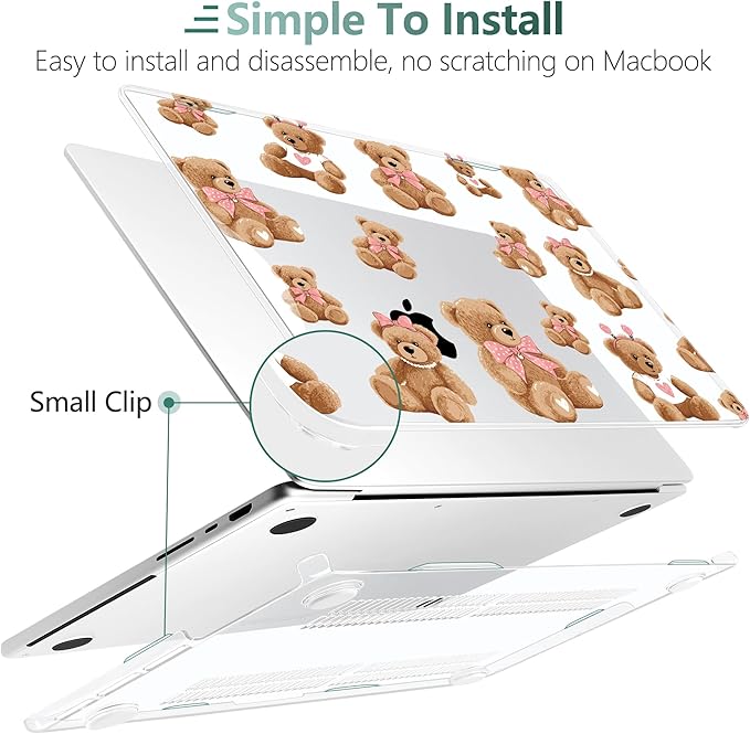 DONGKE Compatible with MacBook Pro 16 Inch Case (2026-2021 Release, M5 M4 M3 M2 M1 Pro/Max Chip), Plastic Hard Shell Cover with Keyboard Cover & Screen Protector for MacBook Pro 16", Cartoon Bears
