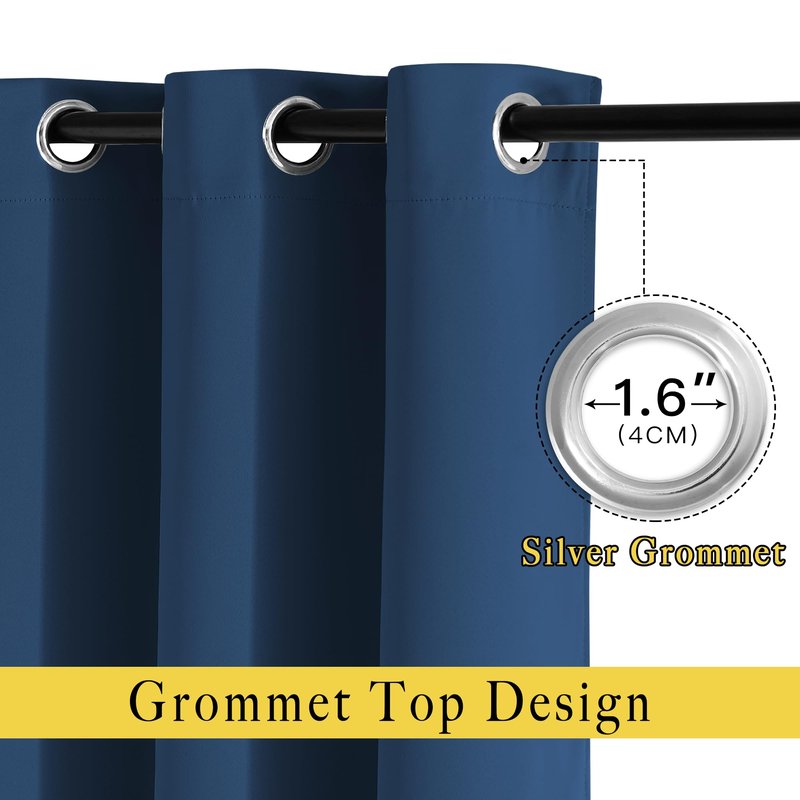 NICETOWN Blackout Sliding Door Curtains 84 inch Length 2 Panels - Thermal Insulated Solid Grommet Room Darkening Window Treatments for Bedroom/French Door (Moroccan Blue, 2 Panels, W66 x L84)