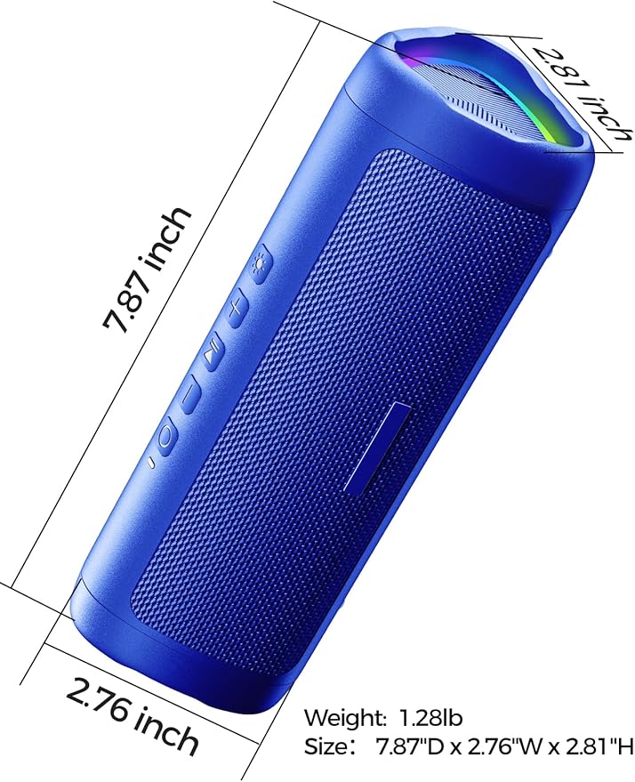 Bluetooth Speaker, 20W HD Sound, Portable Wireless, IPX5 Waterproof, Up to 24H Playtime, TWS, for Home/Party/Outdoor/Camping/Beach Essentials, Birthday Gift for Fathers Day Men Dad Husband (Blue)