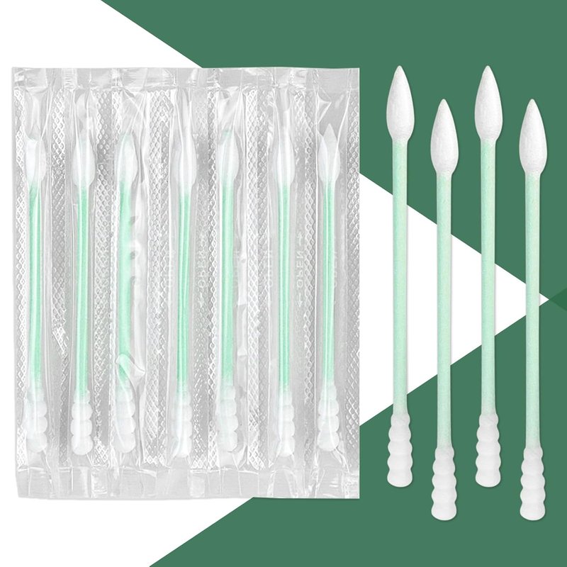 Individually Wrapped Cotton Swabs - 1000 Count Travel Swabs for Ear & Makeup | Green Spiral Pointed End